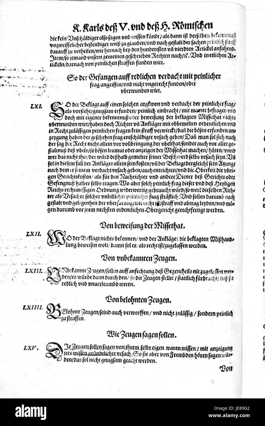 De Constitutio Criminalis Carolina (1577) 30 Stockfoto