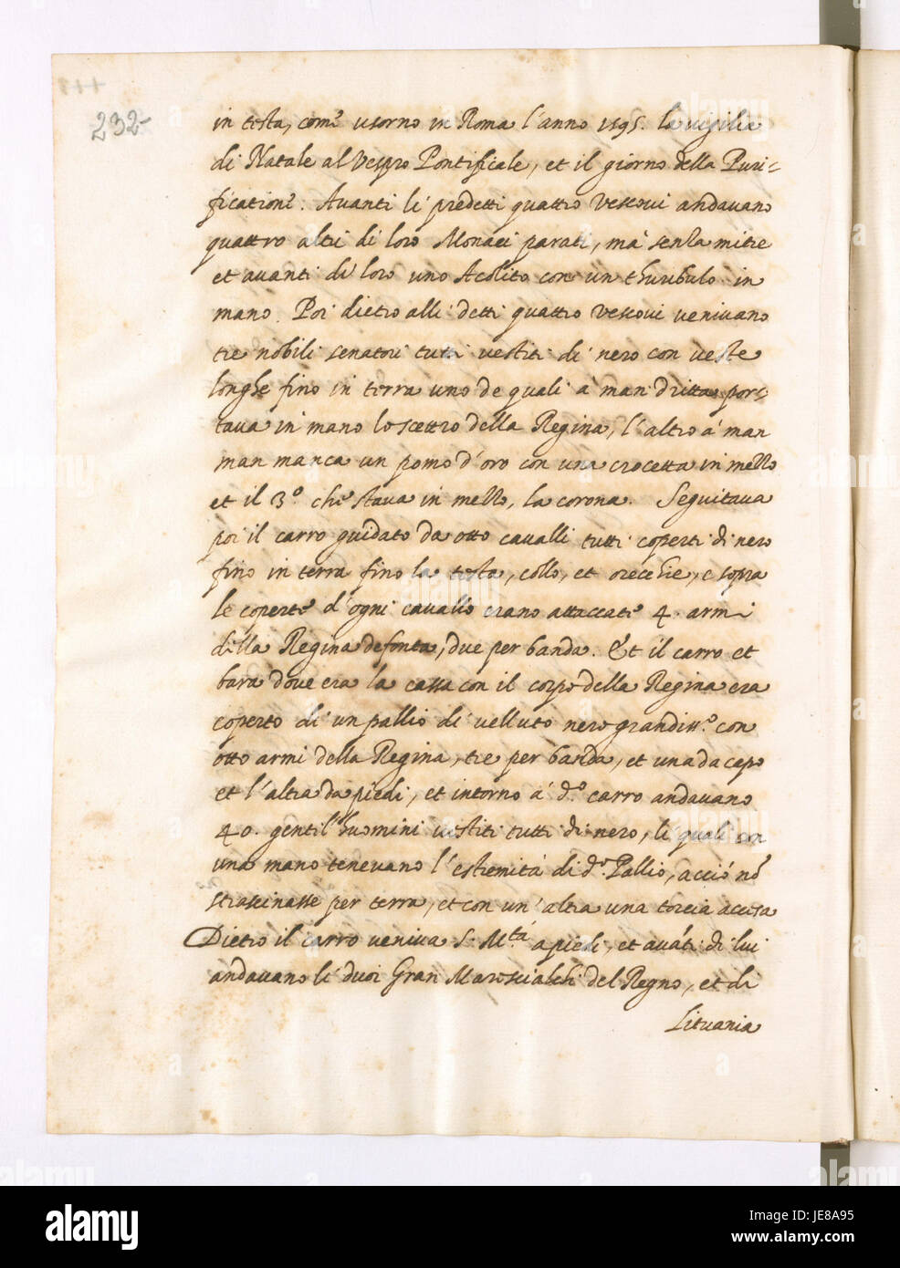 Dieses Manuskript, geschrieben von Giovanni Paolo Mucante, beschreibt die Reisen des päpstlichen Legaten Henryk Gaetano. Es handelt sich um einen historischen Bericht, der die Bewegungen des päpstlichen Gesandten dokumentiert. Stockfoto