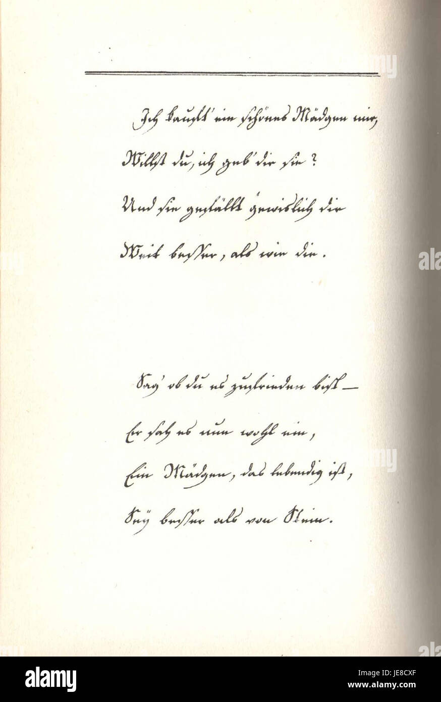 Eine Seite aus dem Manuskript „Annette“ von J. W. Goethe, auf der das Werk des Schriftstellers in seiner ursprünglichen handschriftlichen Form dargestellt wird. Stockfoto