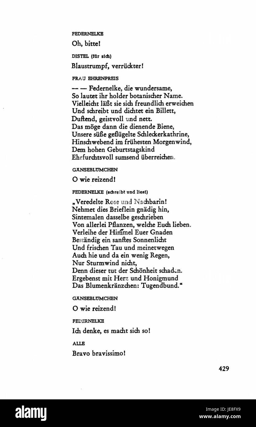Eine Seite aus den Busch Werken Band 4, Seite 427, auf der die künstlerischen oder technischen Inhalte der Serie dargestellt werden. Der spezifische Inhalt auf dieser Seite kann Abbildungen, Diagramme oder detaillierte Erläuterungen zu den Werken von Busch enthalten. Stockfoto
