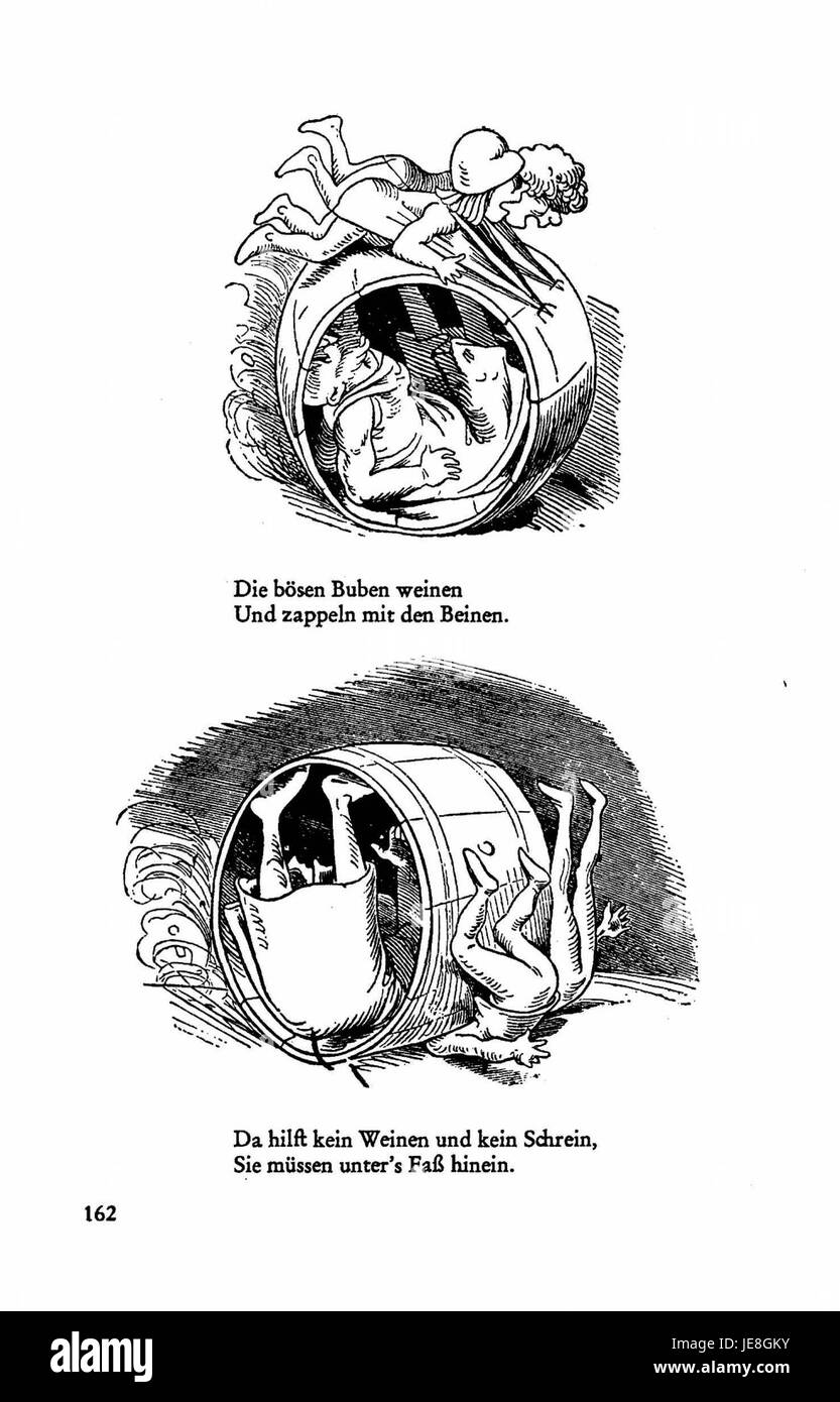 Ein Bild aus „Busch Werke v1“, Seite 156, mit Illustrationen traditioneller deutscher Kunst und Handwerkskunst, die sich auf das kulturelle Erbe des frühen 20. Jahrhunderts konzentrieren. Stockfoto