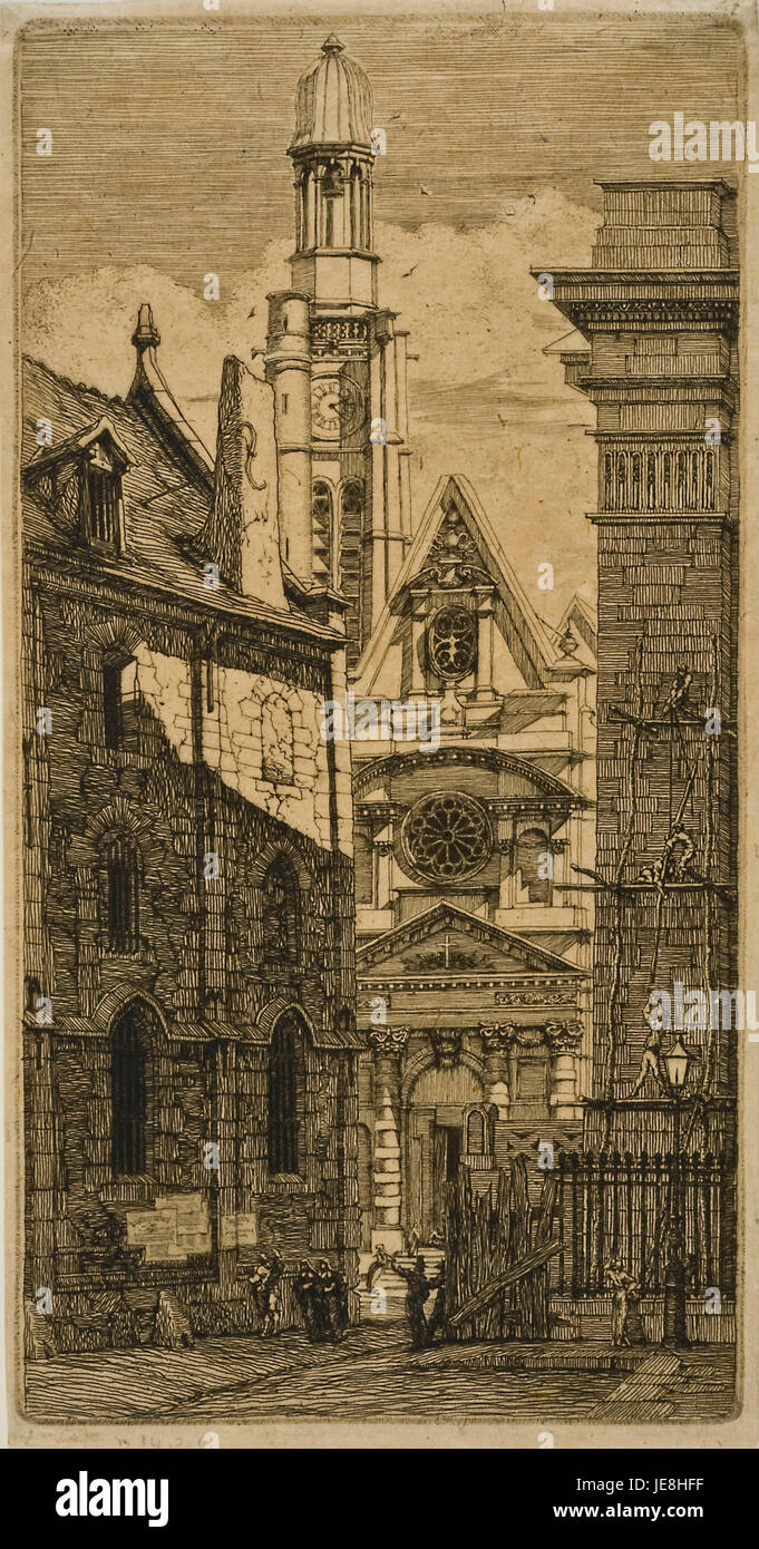 Charles Meryon - St. Etienne-du-Mont, Paris, von Eaux-Fortes Sur Paris (Radierungen von Paris)- Stockfoto