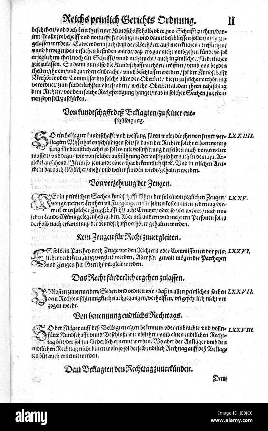 De Constitutio Criminalis Carolina (1577) 33 Stockfoto