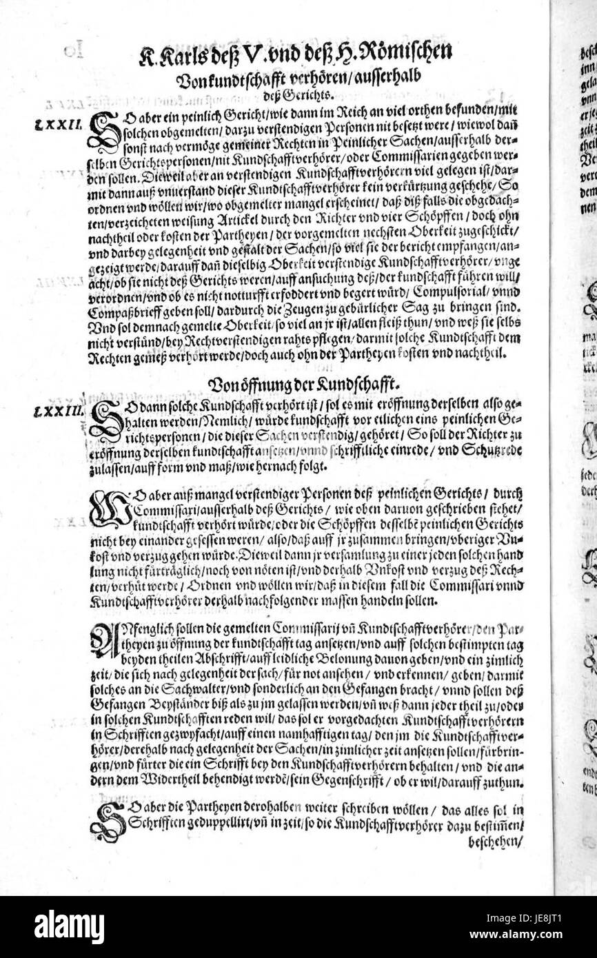 De Constitutio Criminalis Carolina (1577) 32 Stockfoto