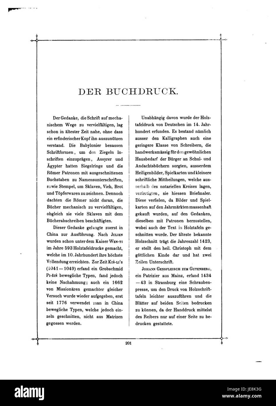 Das Buch der Schrift von Faulmann ist eine detaillierte Untersuchung historischer Schriften und Typografie. Es untersucht die Entwicklung der schriftlichen Kommunikation, von antiken Inschriften bis hin zu modernen Alphabeten. Das Buch ist eine wichtige Referenz für das Verständnis der Entwicklung schriftlicher Sprachen in verschiedenen Kulturen. Stockfoto