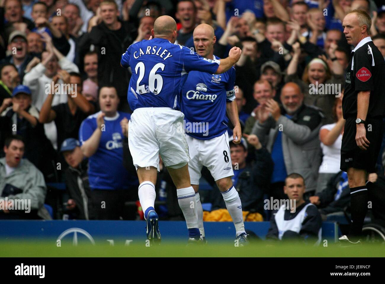 LEE CARSLEY & ANDREW JOHNSON EVERTON V WATFORD GOODISON PARK LIVERPOOL ENGLAND 19. August 2006 Stockfoto