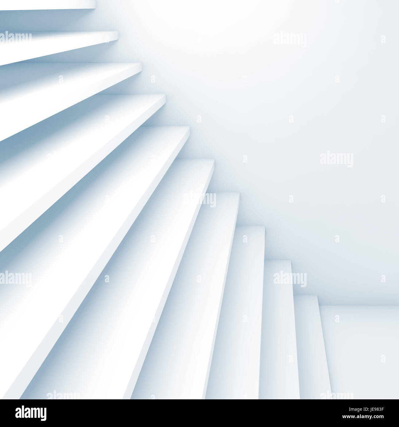 Computer Grafik Hintergrund abstrahieren, leere weiße Treppe mit blauen Schatten, 3d illustration Stockfoto