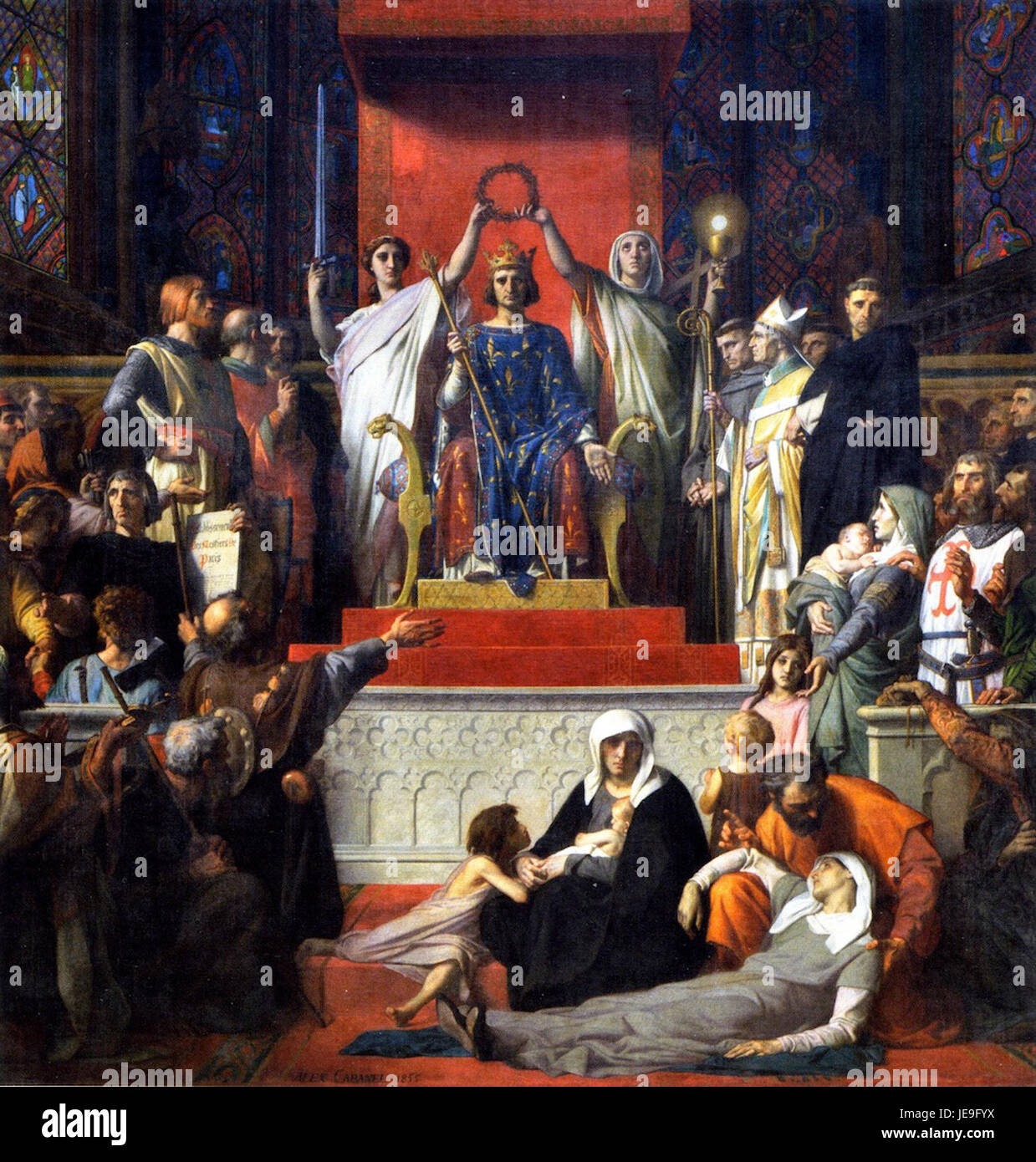 „The Glorification of St. Louis“, gemalt von Alexandre Cabanel, zeigt die Heiligkeit von König Ludwig IX. Von Frankreich. Das Kunstwerk zeigt eine dramatische und feierliche Darstellung des Lebens und Vermächtnisses des heiligen. Stockfoto