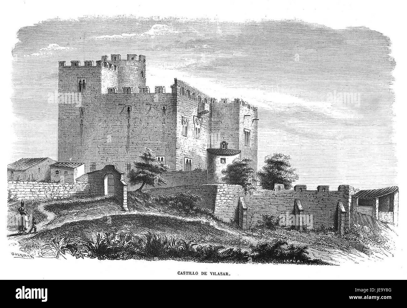 Das Castillo de Vilasar ist eine historische Stätte im El Museo Universal. Es bietet mittelalterliche spanische Architektur und Einblicke in das kulturelle und architektonische Erbe der Region. Stockfoto