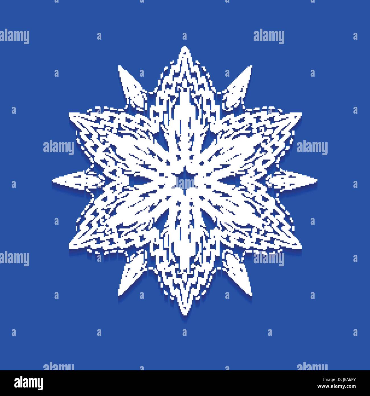 Frohe Weihnachten, 25 Dezember, Vektor-Design-Element. Handgezeichnete Maßwerk, ornamentale Schneeflocke Stock Vektor