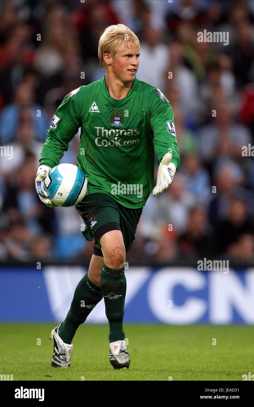 KASPER SCHMEICHEL MANCHESTER CITY V DERBY COUNTY CITY OF MANCHESTER STADIUM MANCHESTER ENGLAND 15. August 2007 Stockfoto