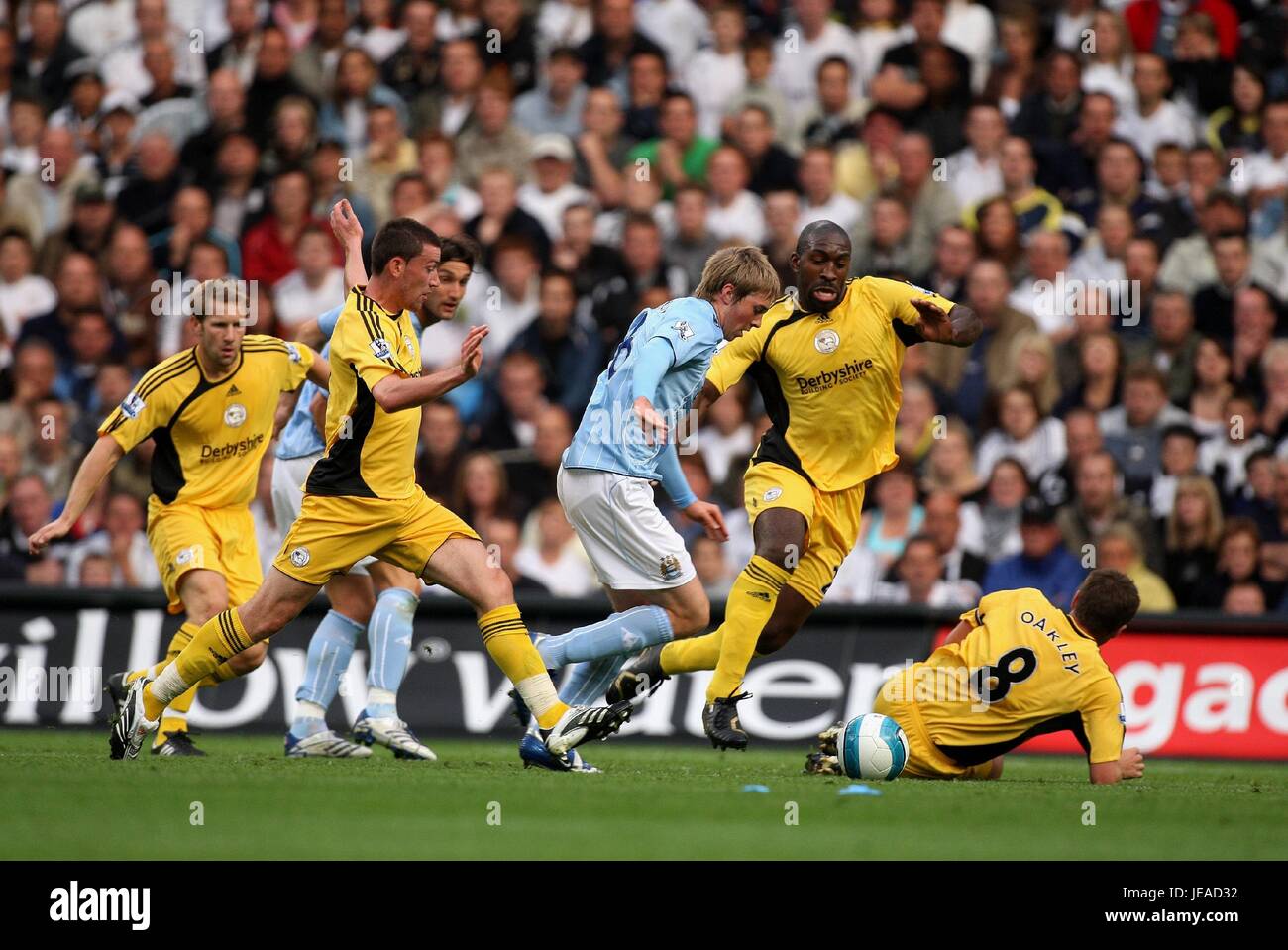 MICHAEL JOHNSON dreht DERBY MANCHESTER CITY V DERBY COUNTY Stadt von MANCHESTER STADIUM MANCHESTER ENGLAND 15. August 2007 Stockfoto