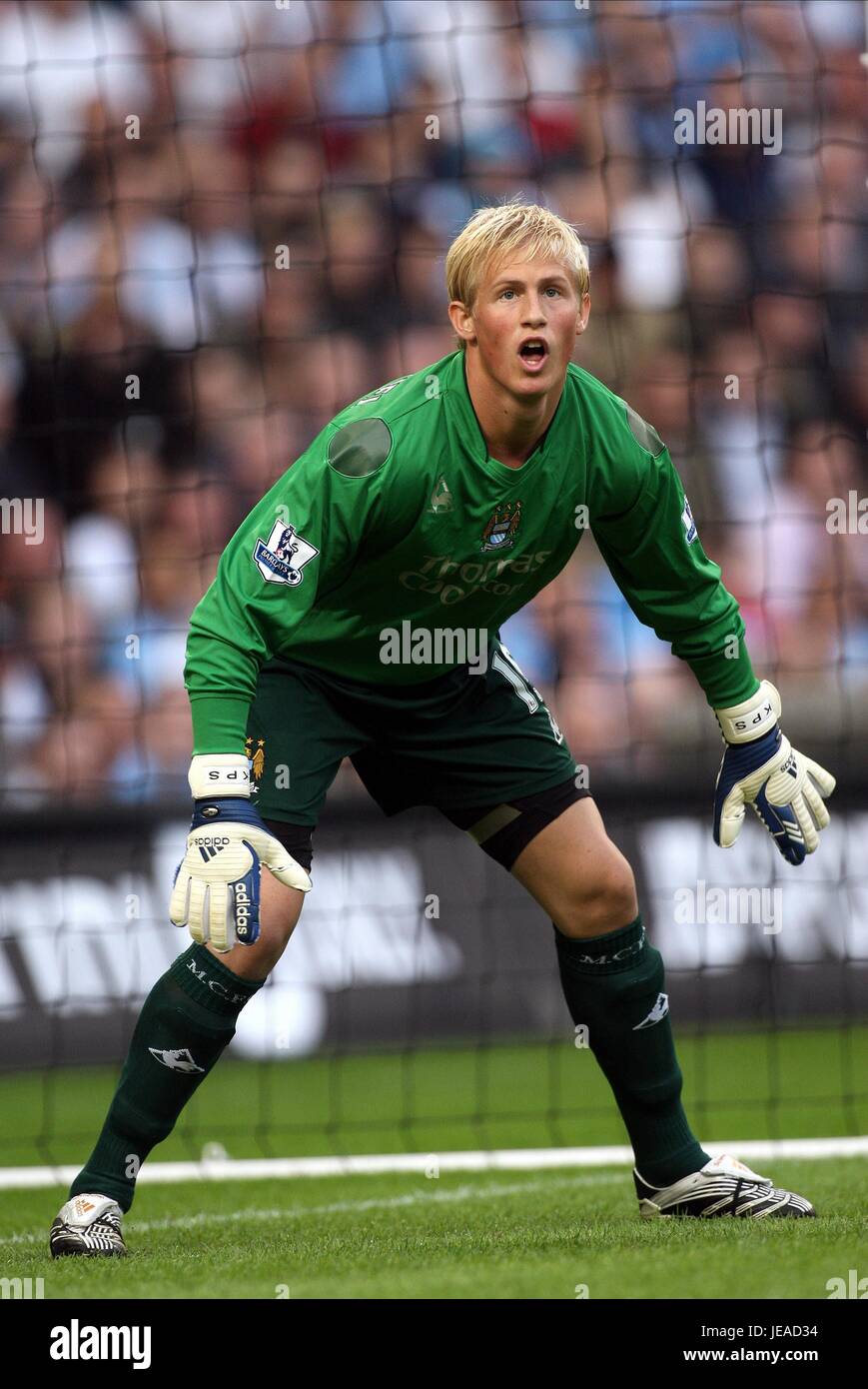 KASPER SCHMEICHEL MANCHESTER CITY V DERBY COUNTY CITY OF MANCHESTER STADIUM MANCHESTER ENGLAND 15. August 2007 Stockfoto