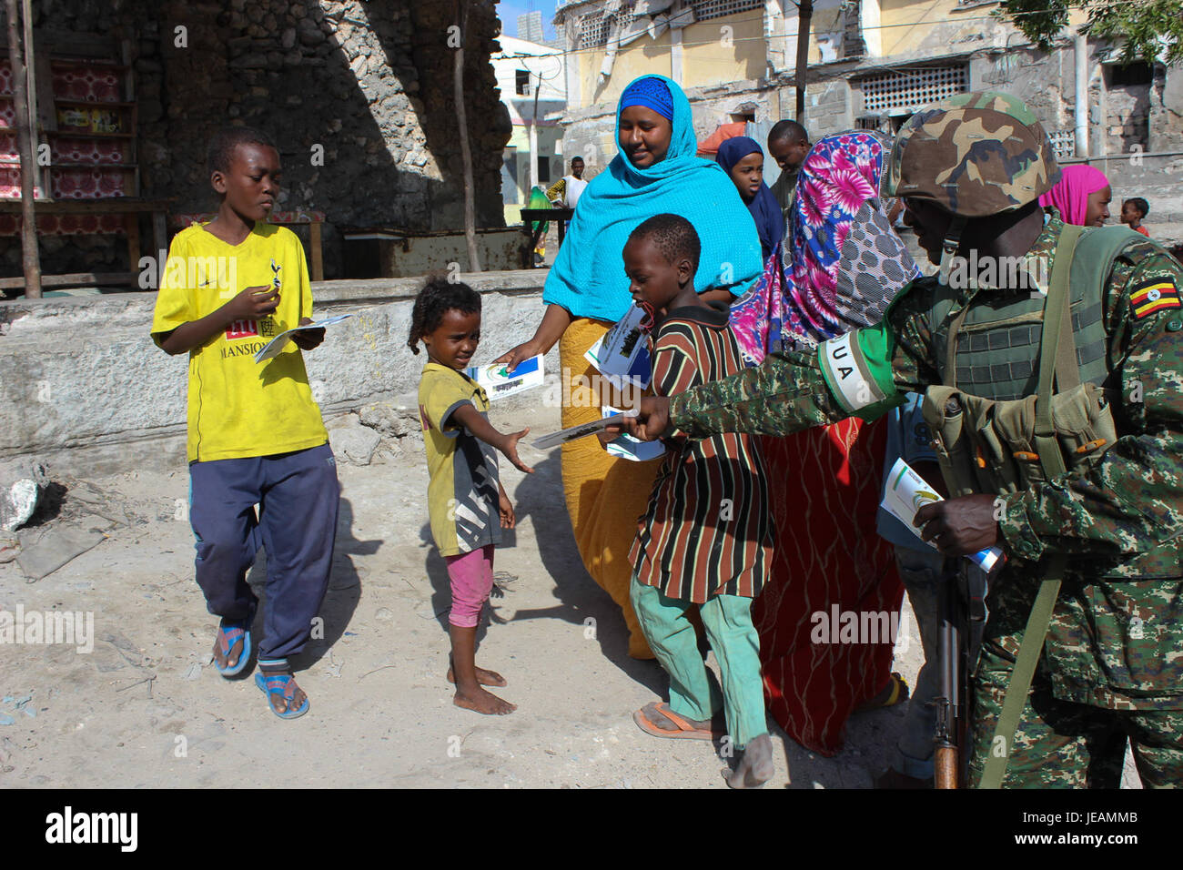 Ein Foto, das am 7. Februar 2015 aufgenommen wurde, zeigt die Tarehe Sita-Feierlichkeiten in Uganda, die den Tag des Beitrags der ugandischen Volksverteidigungskräfte zur nationalen Entwicklung markieren. Stockfoto