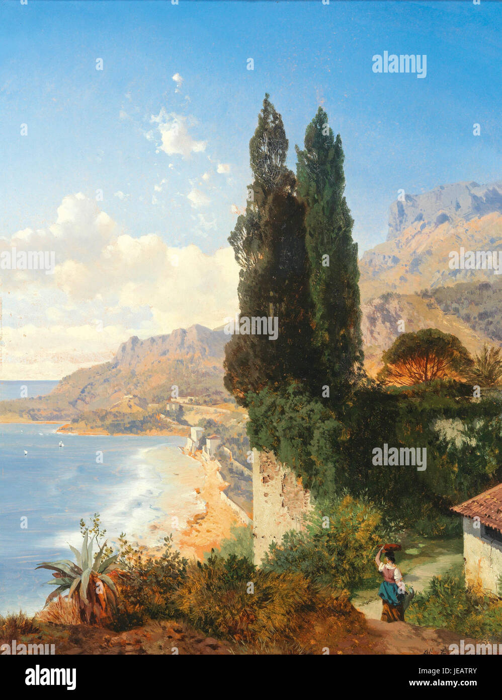 Albert Zimmermanns „Partie di Monaco bei Nizza“ ist ein Gemälde, das die Eleganz eines gesellschaftlichen Treffens in der Region Nizza, Frankreich, in der Nähe von Monaco feststellt und die Freizeitaktivitäten und sozialen Interaktionen der gehobenen Gesellschaft im frühen 20. Jahrhundert zeigt. Stockfoto