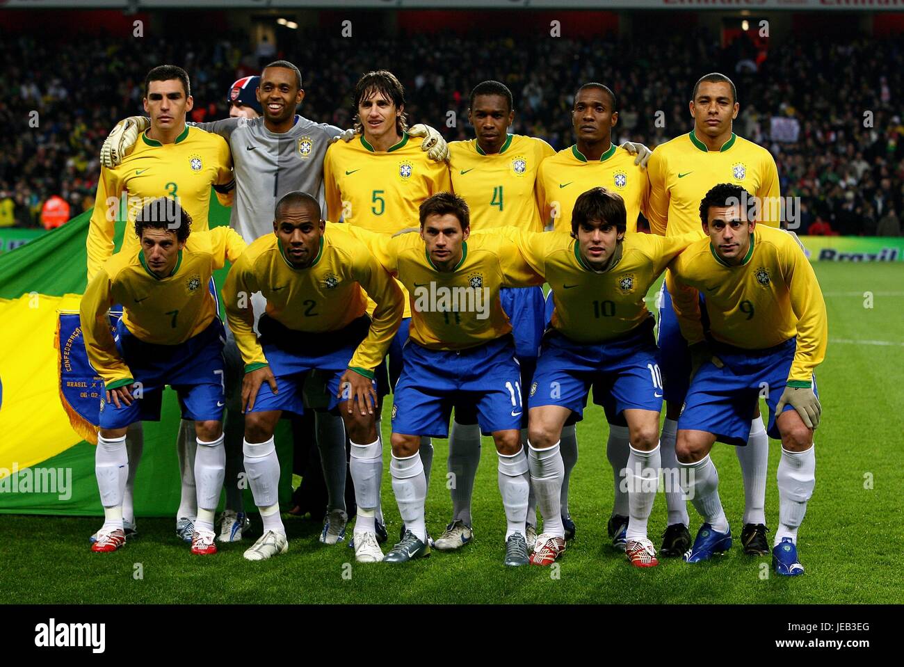 Brasilien-TEAM Brasilien Nationalmannschaft das EMIRATES Stadion ARSENAL LONDON 6. Februar 2007 Stockfoto