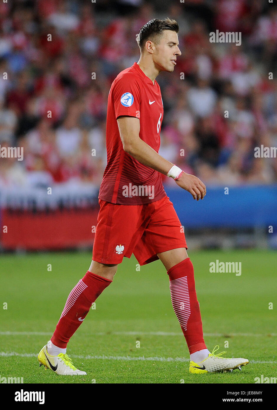 Jakub Bednarek während der UEFA European Under-21-Spiel zwischen England und Polen in Kolporter Arena am 22. Juni 2017 in Kielce, Polen. (Foto: MB-Media) Stockfoto