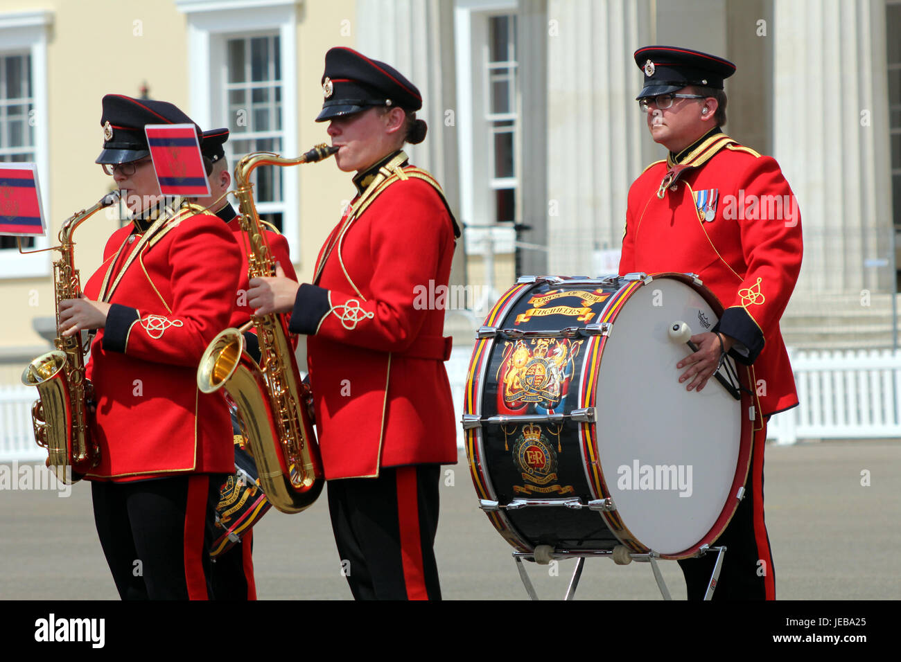 Sandhurst, Großbritannien 18. Juni 2017 Band des Corps of Royal Engineers, mit Saxophon