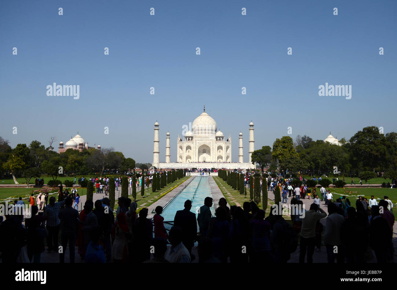 Haupteingang des Taj Mahal Gärten in Agra, Indien Stockfoto