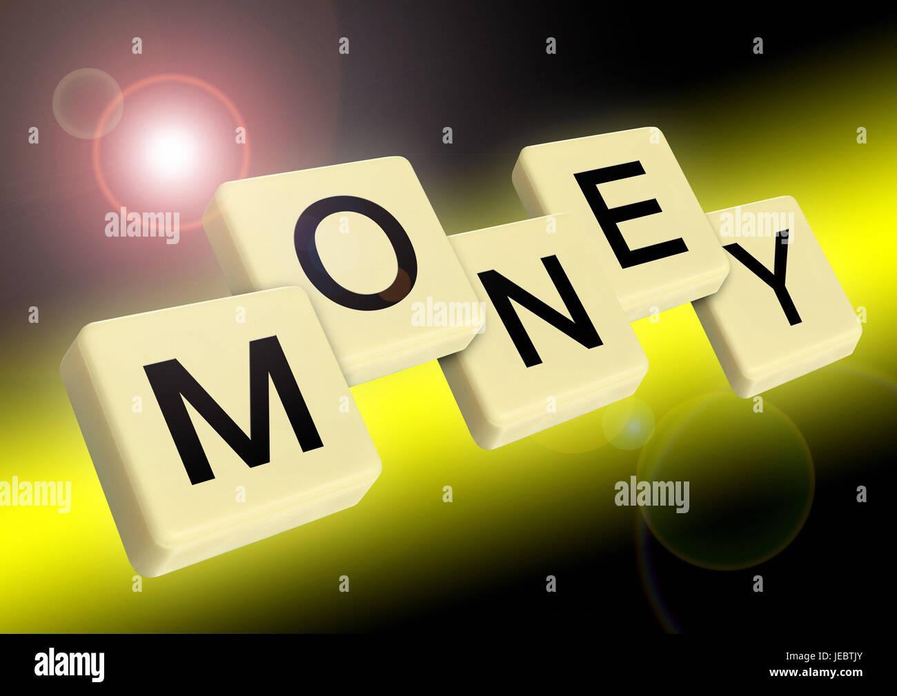 Spielsteinen, Buchstaben "Geld", Stockfoto