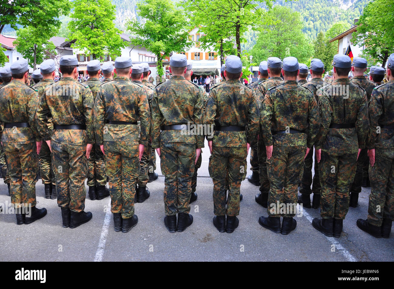 Die Streitkräfte, Firma, Soldat, Beschwerde, Rückansicht, Stockfoto