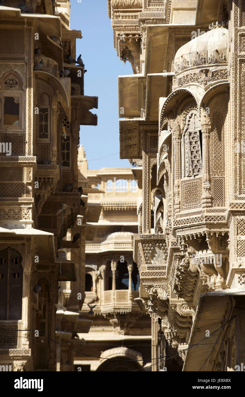 Indien, Rajasthan, Jaisalmer, Patwah-Ki-Haveli, privates Haus mit Havelis, Stockfoto