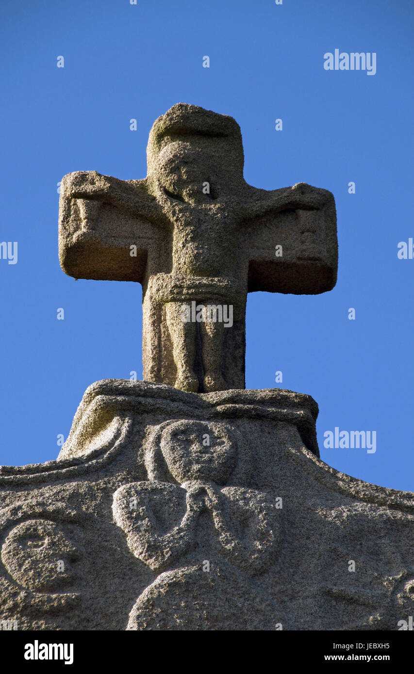 Europa, Frankreich, Bretagne, Cote D' Amor, Menhir von Saint-Uzec, Nahaufnahme, Stockfoto