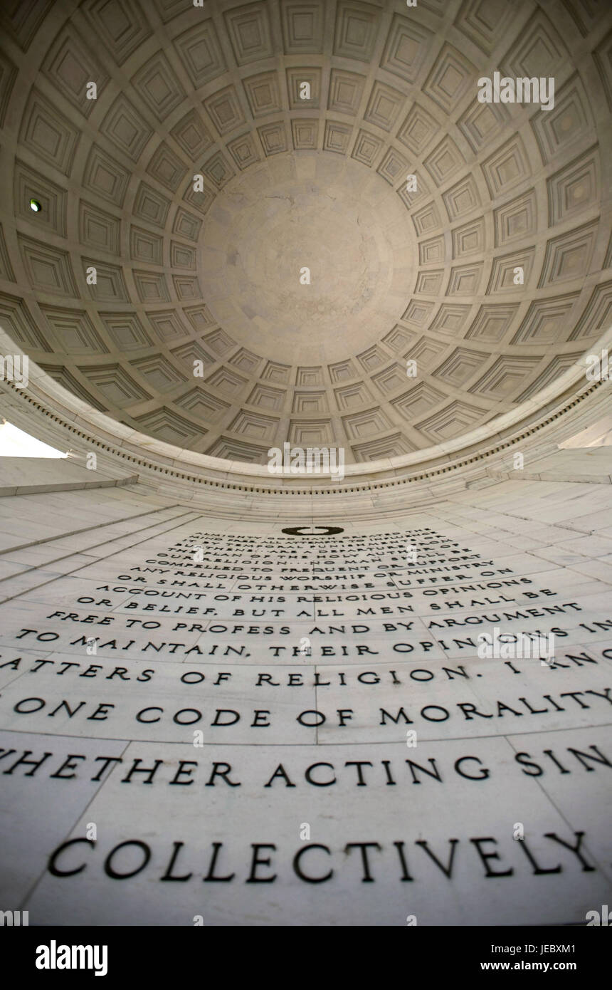 Den USA, Amerika, Washington D.C., Kuppel in Jefferson Denkmal, Stockfoto