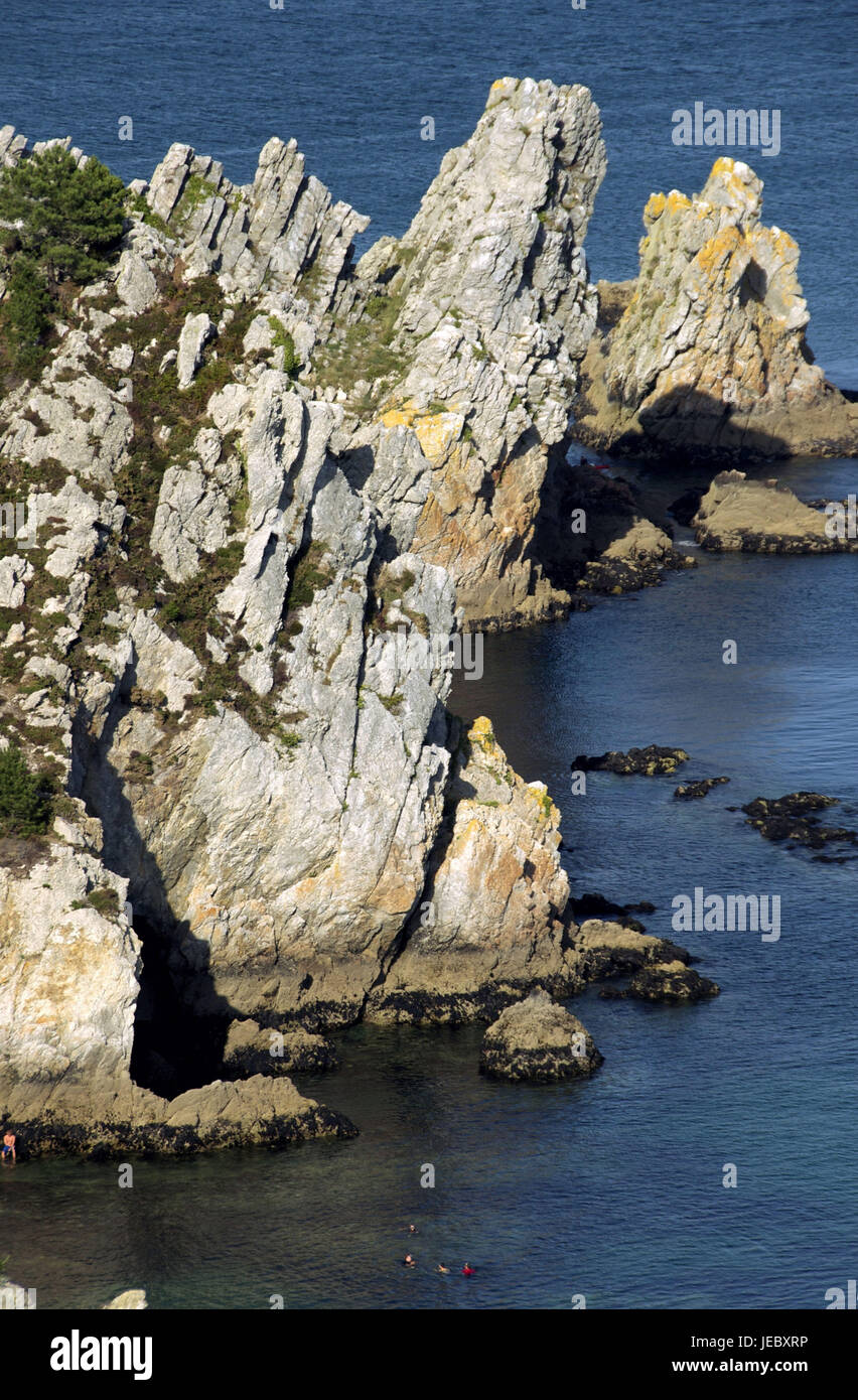 Europa, Frankreich, Bretagne, Finistere, regionalen Park der Presqu' Ile de Crozon Bildung der Galle im Meer, Stockfoto