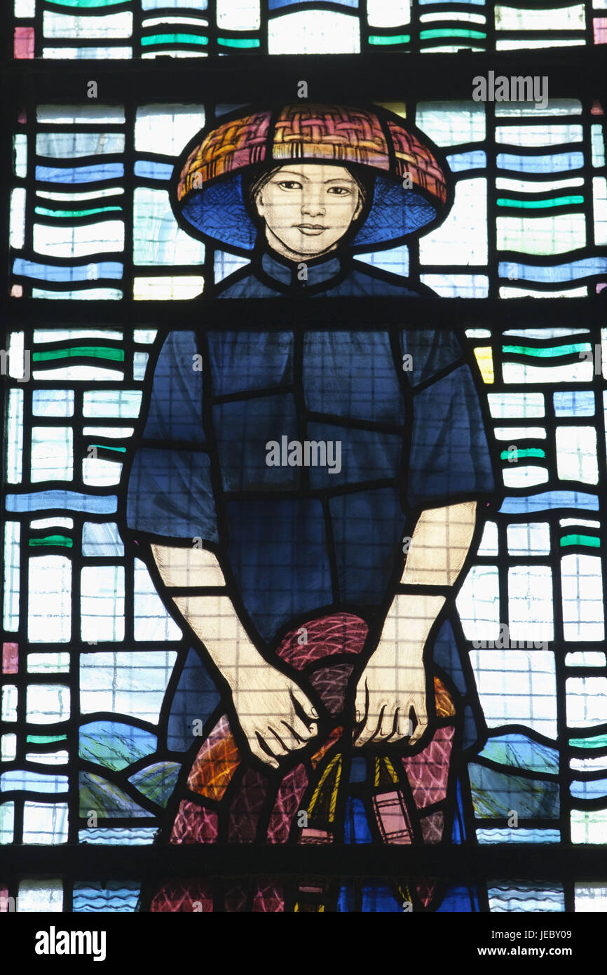 China, Hong Kong, St. Johns Cathedral, farbige Glasfenster, Stockfoto