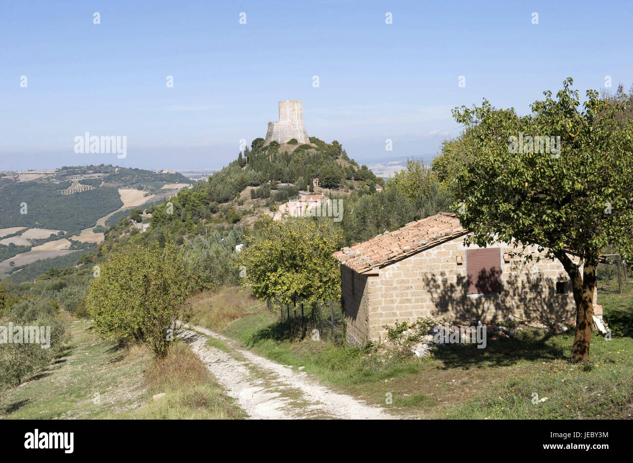 Europa, Italien, Toskana, Val d ' Orcia, Castiglione d ' Orcia, Blick auf die Festung Rocca Tu Tentennano, Stockfoto