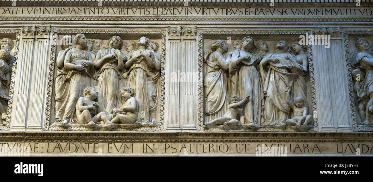 Italien, Toskana, Florenz, Dom, Reliefs von Donatello, mittlere Nahaufnahme setzen, Stockfoto