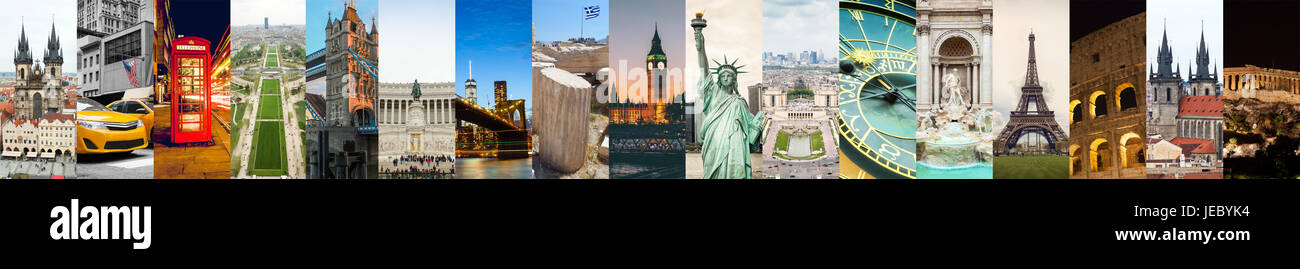 Collage von berühmten Plätzen und Gebäuden zu reisen. Stockfoto