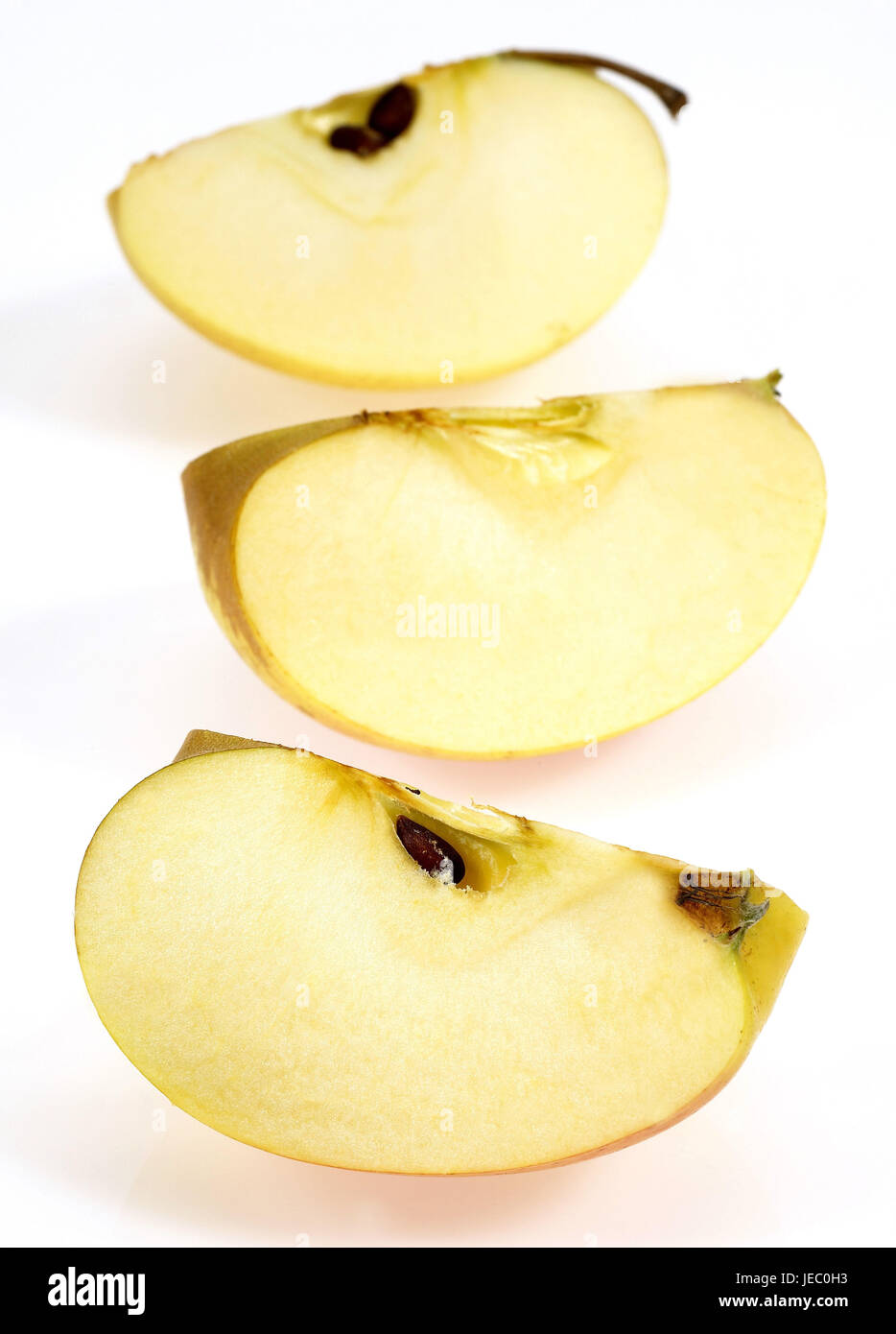 Apfel, Malus Domestica, Obst, gehackt, viertens, weißen Hintergrund, Stockfoto