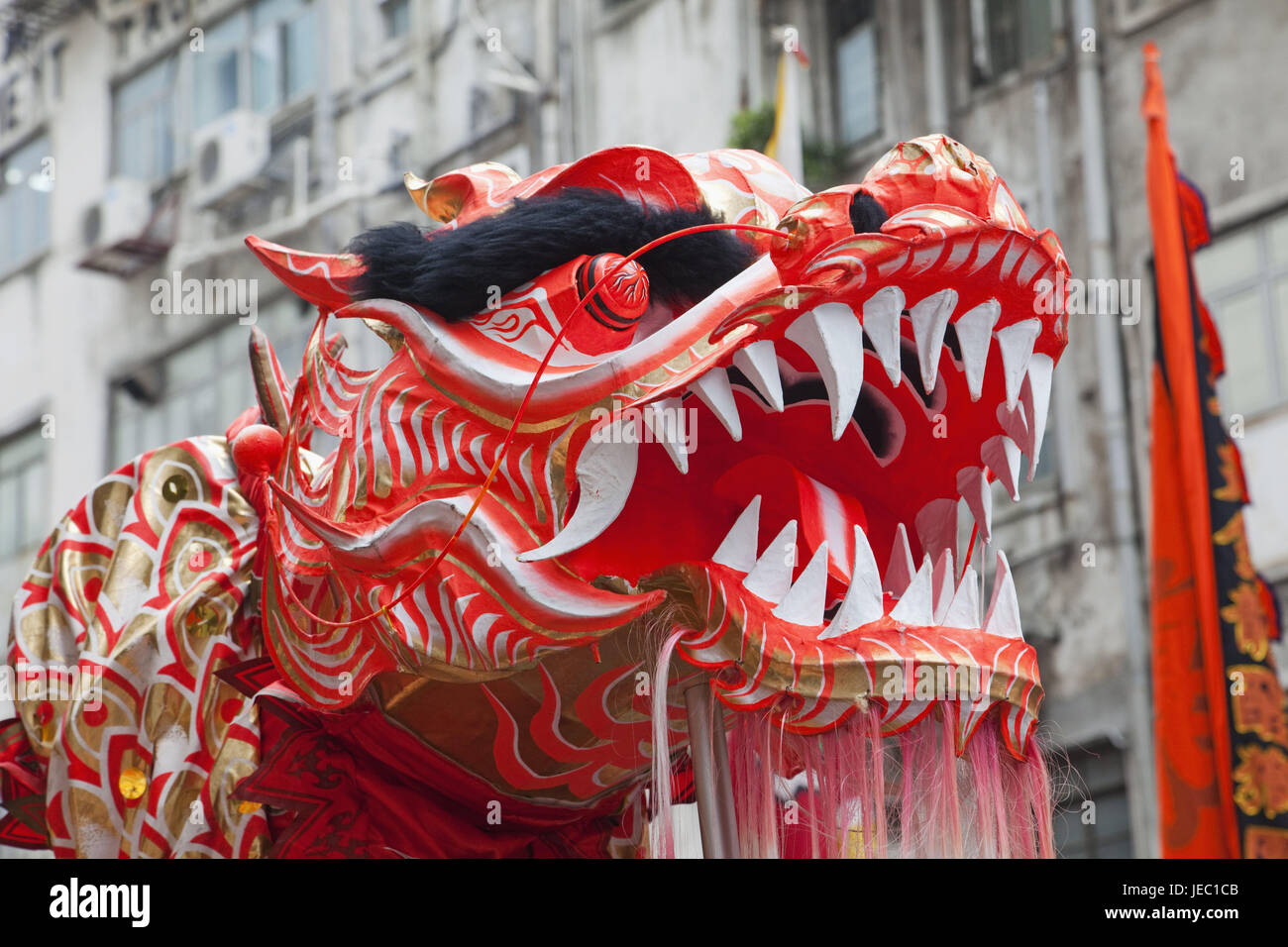 China, Hong Kong, der Drachentanz, Tradition, Messe, Tourismus, sparen, Dragon es Tanz, Tanz, Kultur, Papier-Drachen, Drachen, in Chinesisch, Zahnräder, Biss, Stockfoto