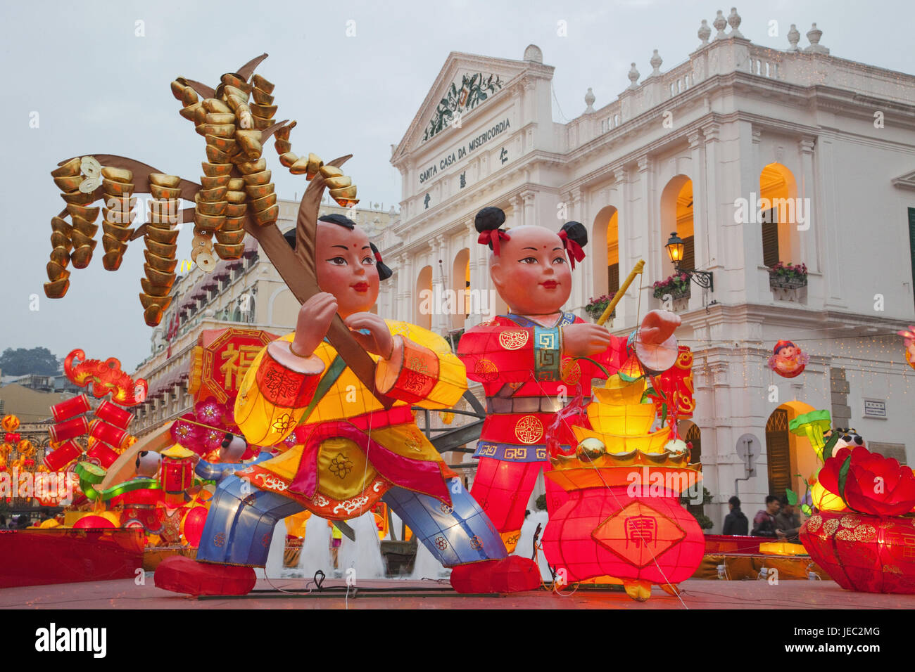 China, Macao, Senatsplatz, Charaktere zum chinesischen Neujahr fest, Stockfoto