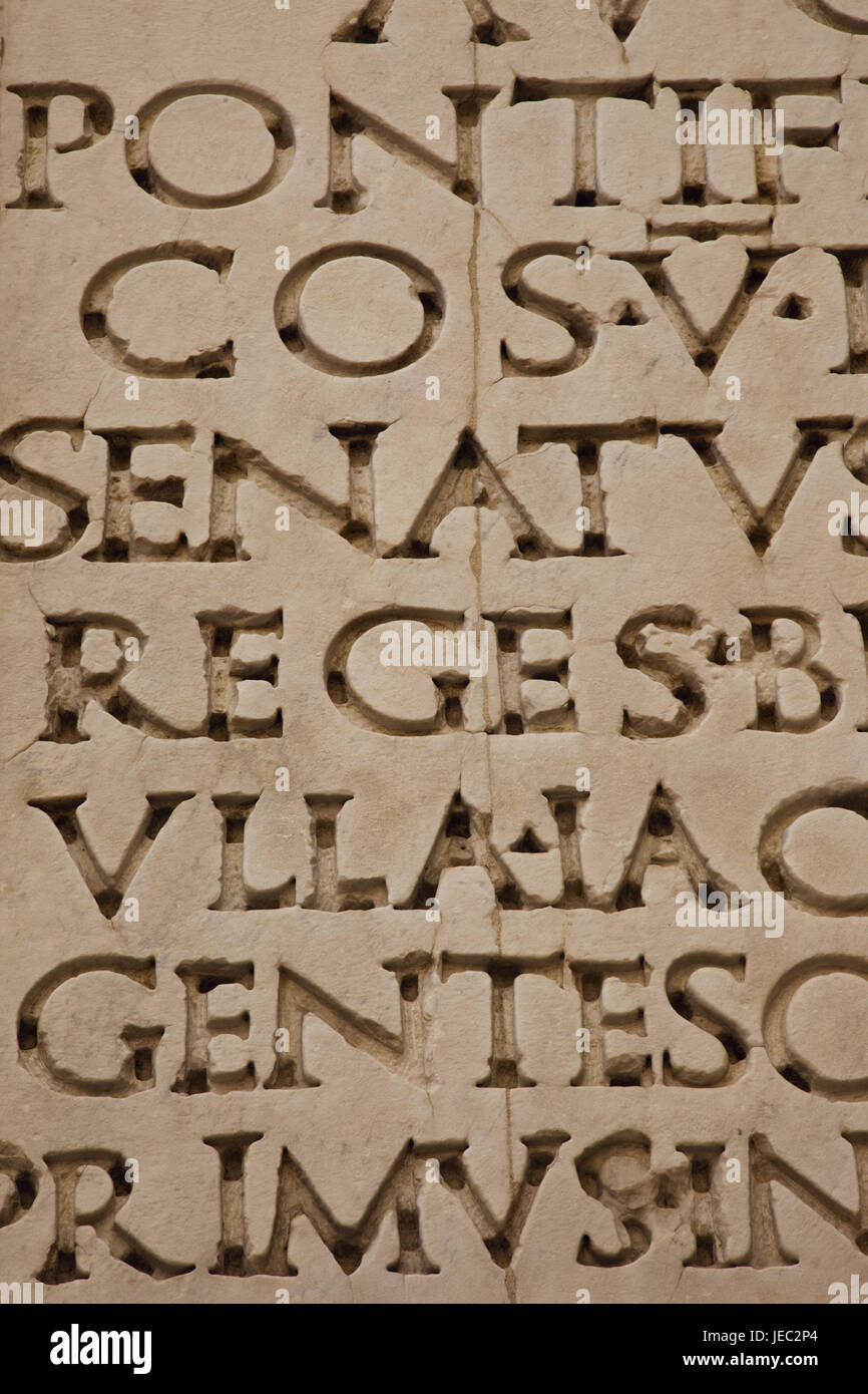 Italien, Rom, Kapitolinische Museen, lateinische Inschrift, Stockfoto