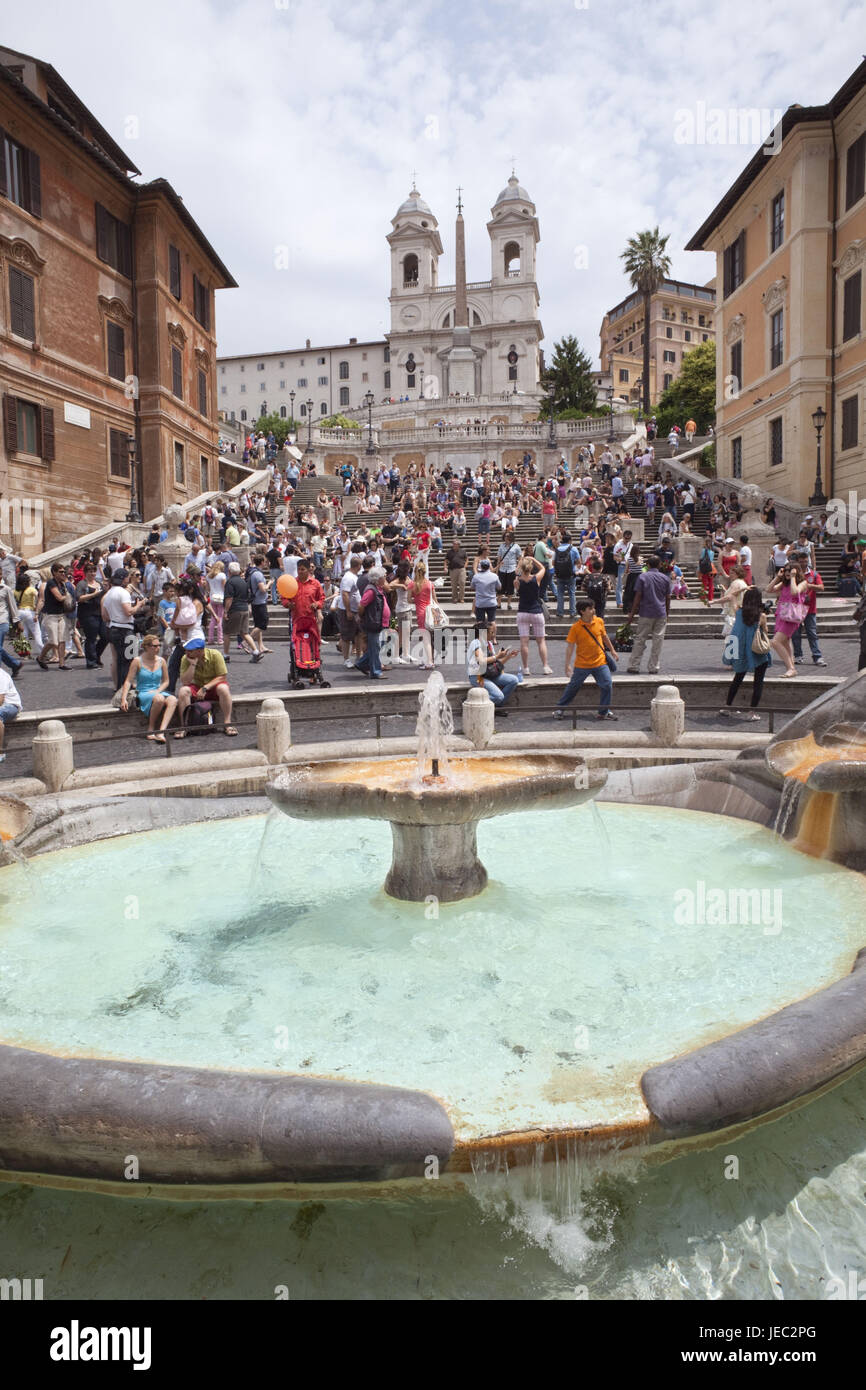 Italien, Rom, Piazza Tu Spagna, Spanische Treppe, Tourist, gut, Kirche Santa Trinita dei Monti, Stockfoto