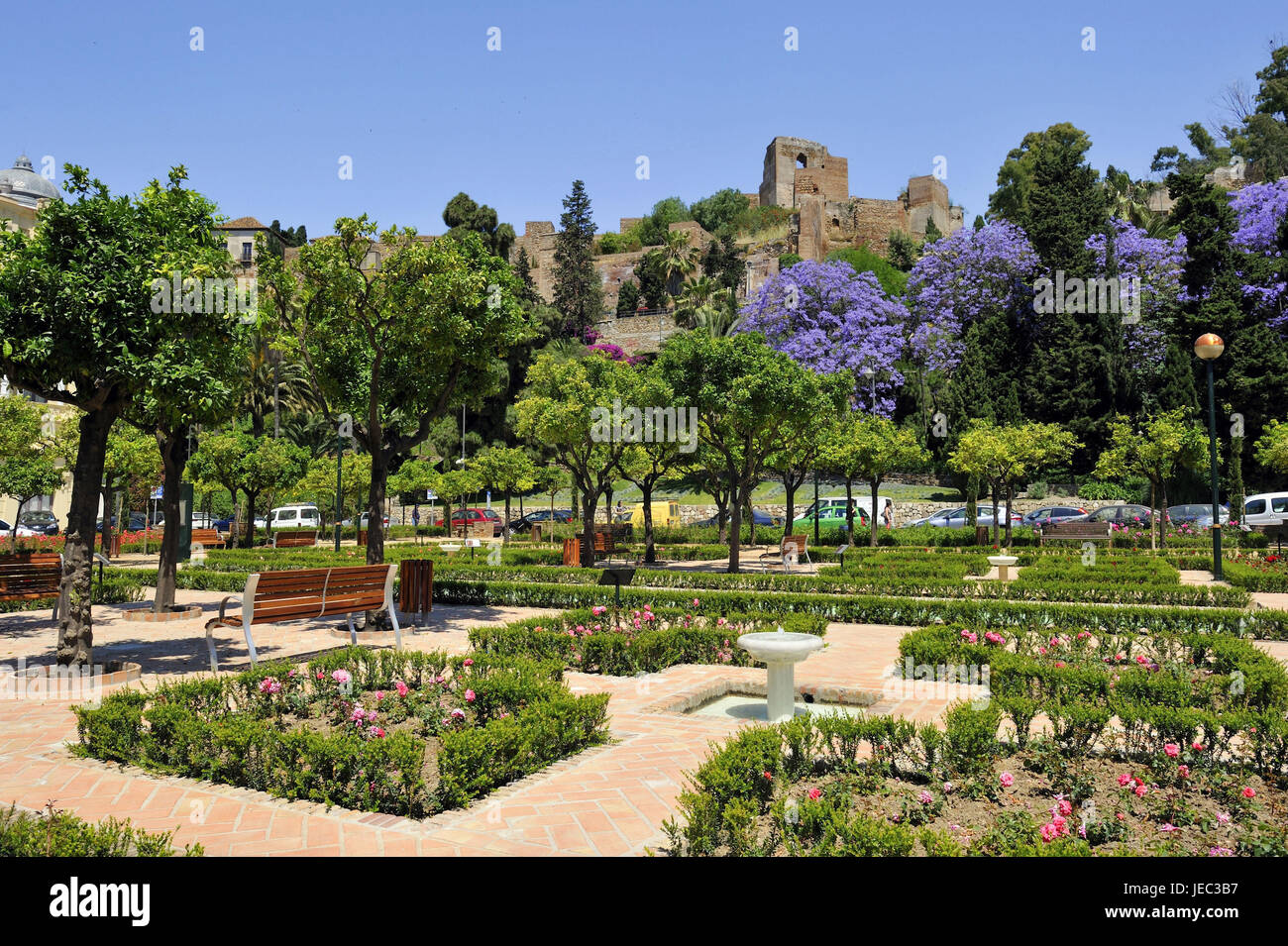 Spanien, Malaga, Pedro Luis Alonso Garten und Alcazaba, Stockfoto