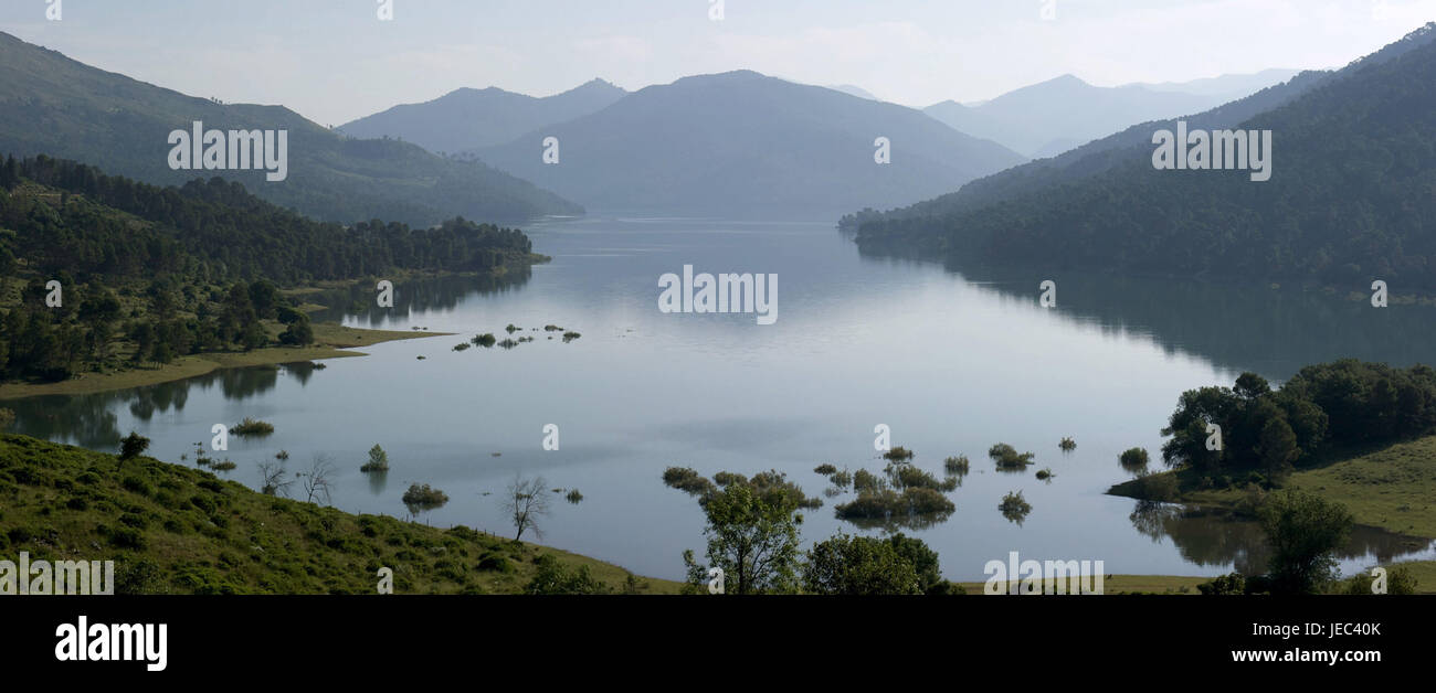 Spanien, Andalusien, Sierra de Cazorla, Tranco de Beas, Reservoir, Morgen, tuning, Stockfoto