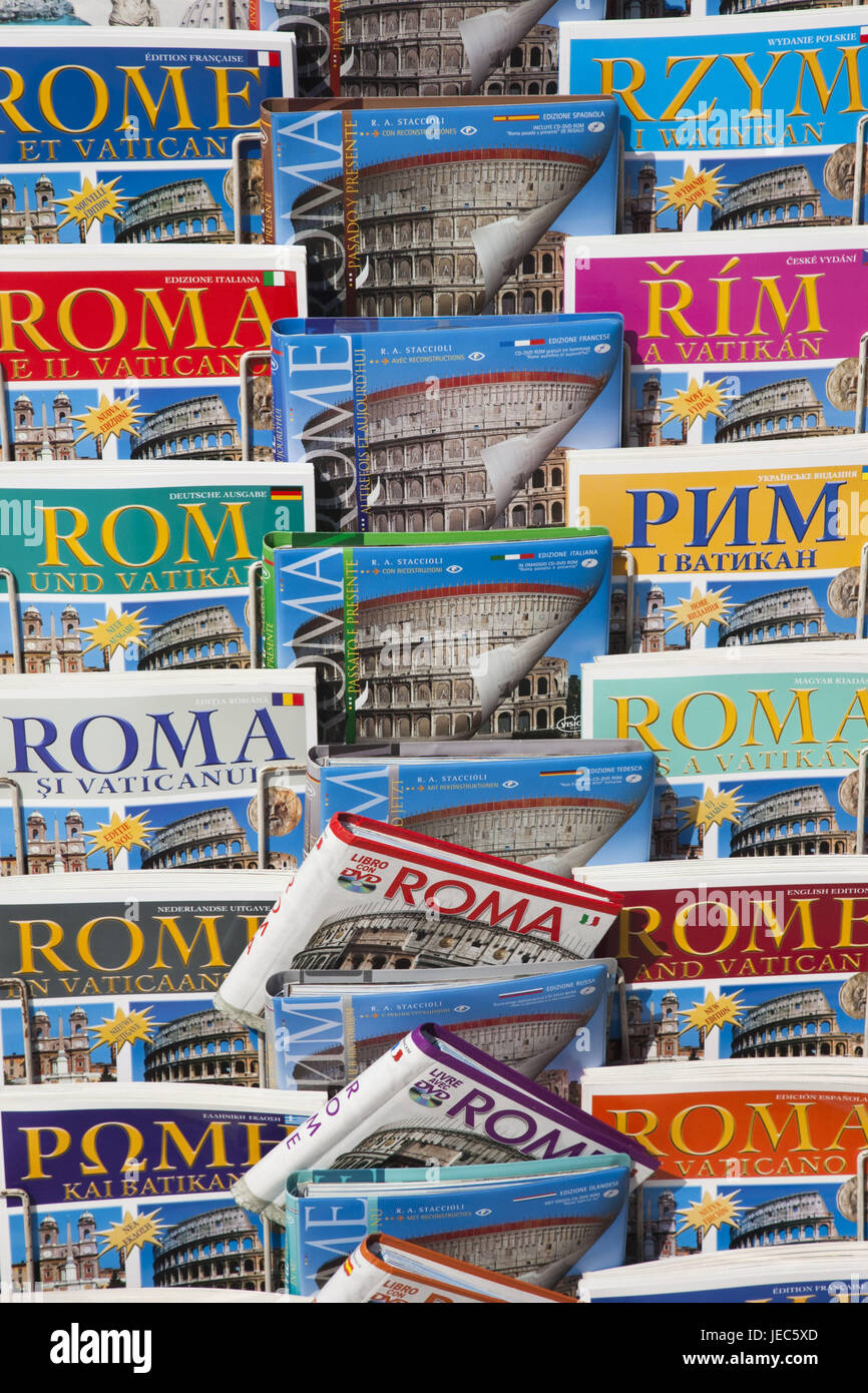 Italien, Rom, Souvenir Zustand, Vertrieb, Reiseführer, Bücher, Stockfoto