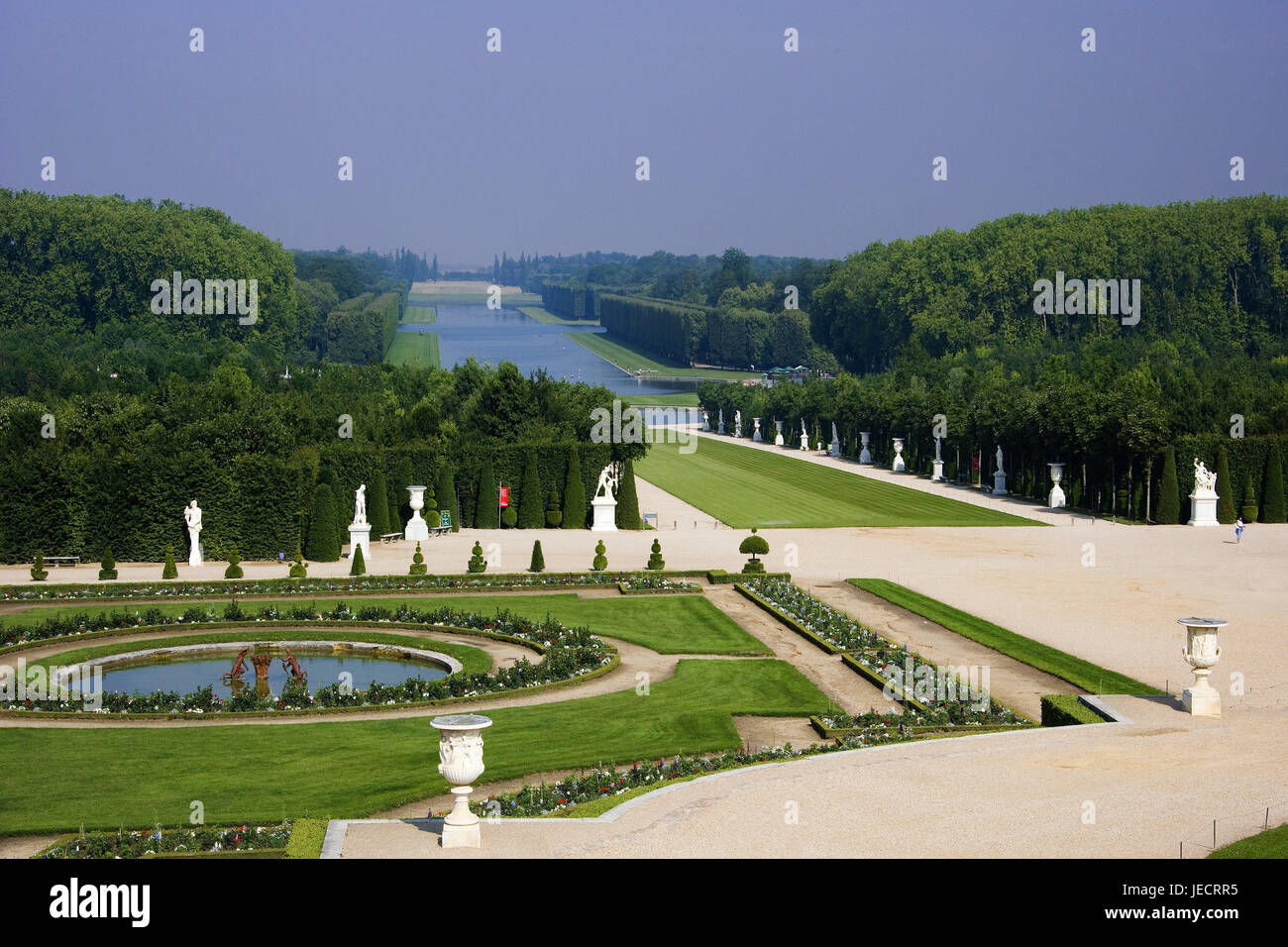 Frankreich, Versailles, Schlosspark, Wasser Becken, Schloss-Garten, Park, Park, Becken, See, Teich, Brunnenwasser, Brunnen, Park-Charaktere, Ort von Interesse, UNESCO-Weltkulturerbe, Reiseziel, Tourismus, Stockfoto