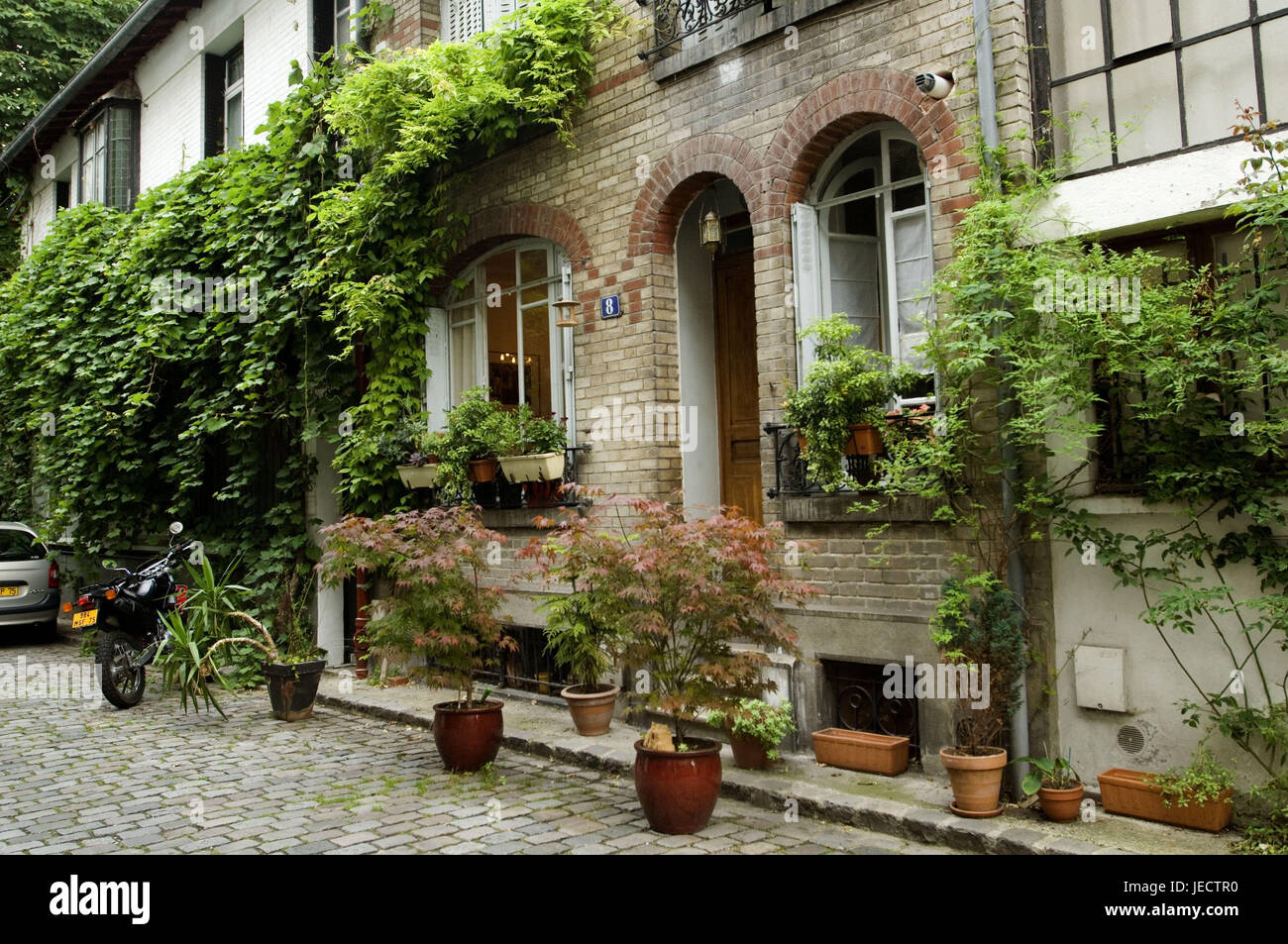 Frankreich, Paris Vaugirard, Villa Santos-Dumont, Fassade, Kletterpflanze, Stockfoto