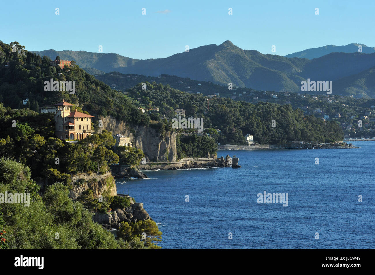 Italien, Ligurien, Riviera Tu der Levante, Portofino, Küstenlandschaft, Galle Küste, Stockfoto