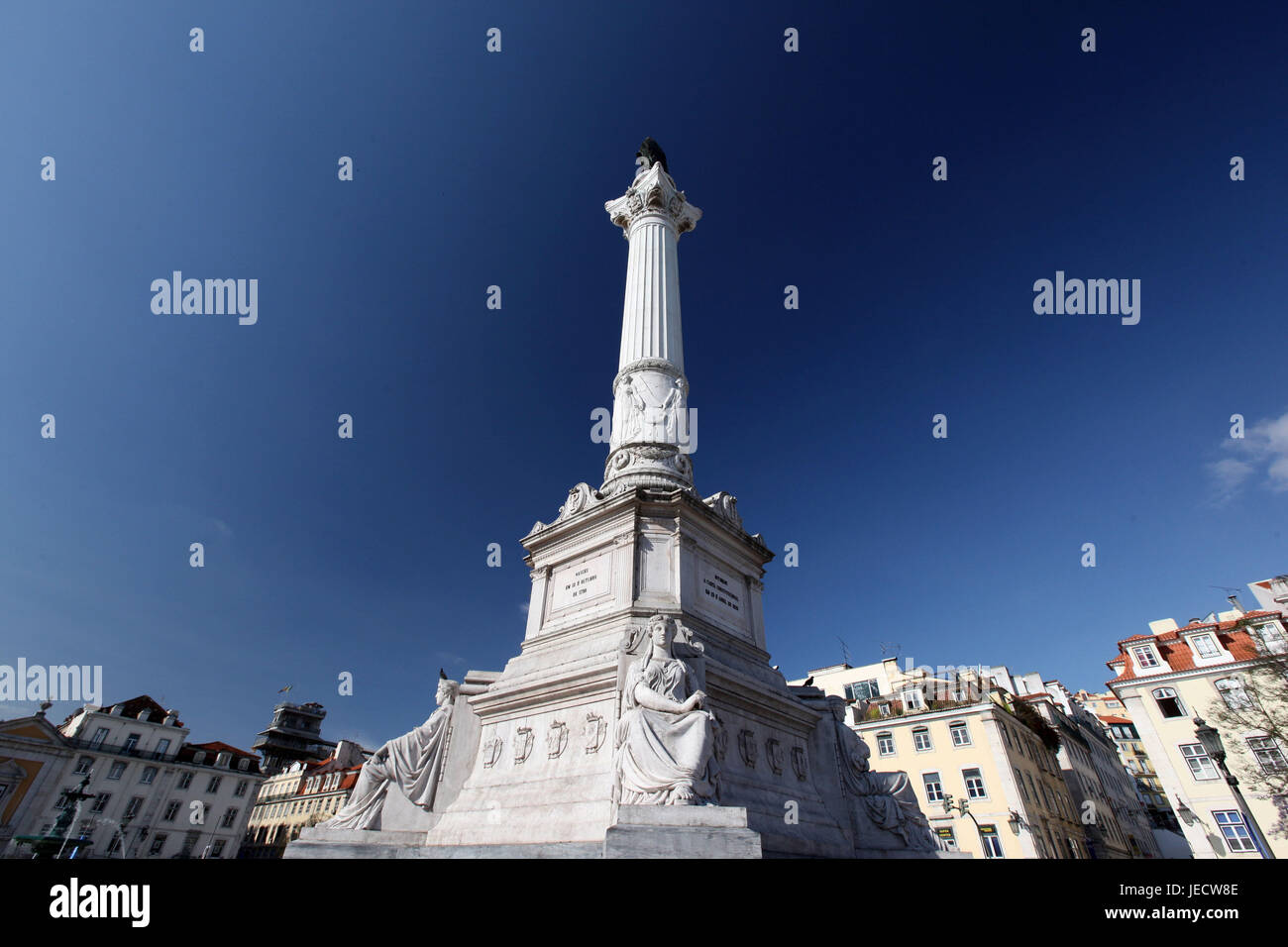 Portugal, Lissabon, Stadtzentrum, Platz Praca Rossio, Säule, Denkmal, Don Pedro IV, Stockfoto