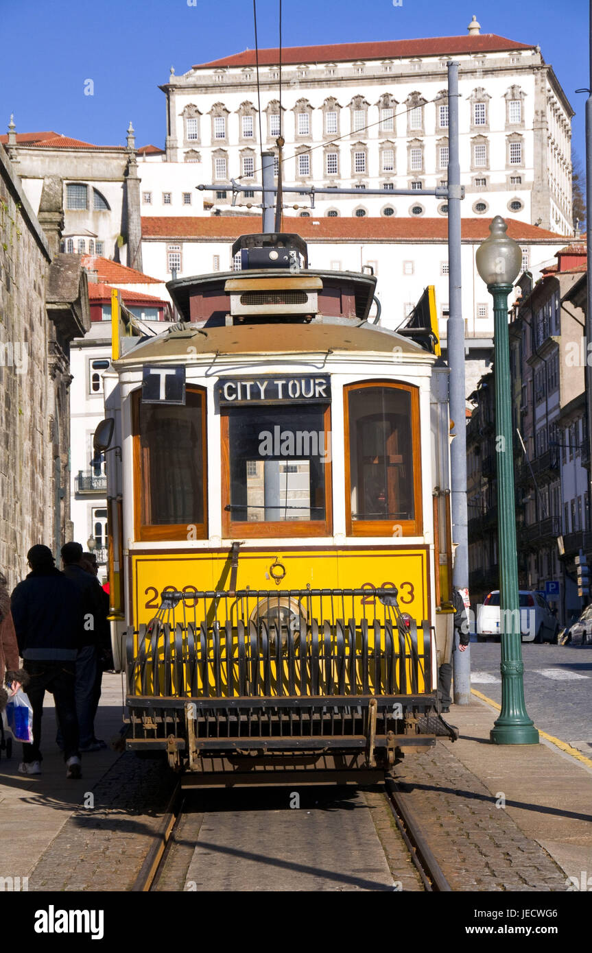 Beförderung von einer Straßenbahn, Porto, Portugal, Stockfoto