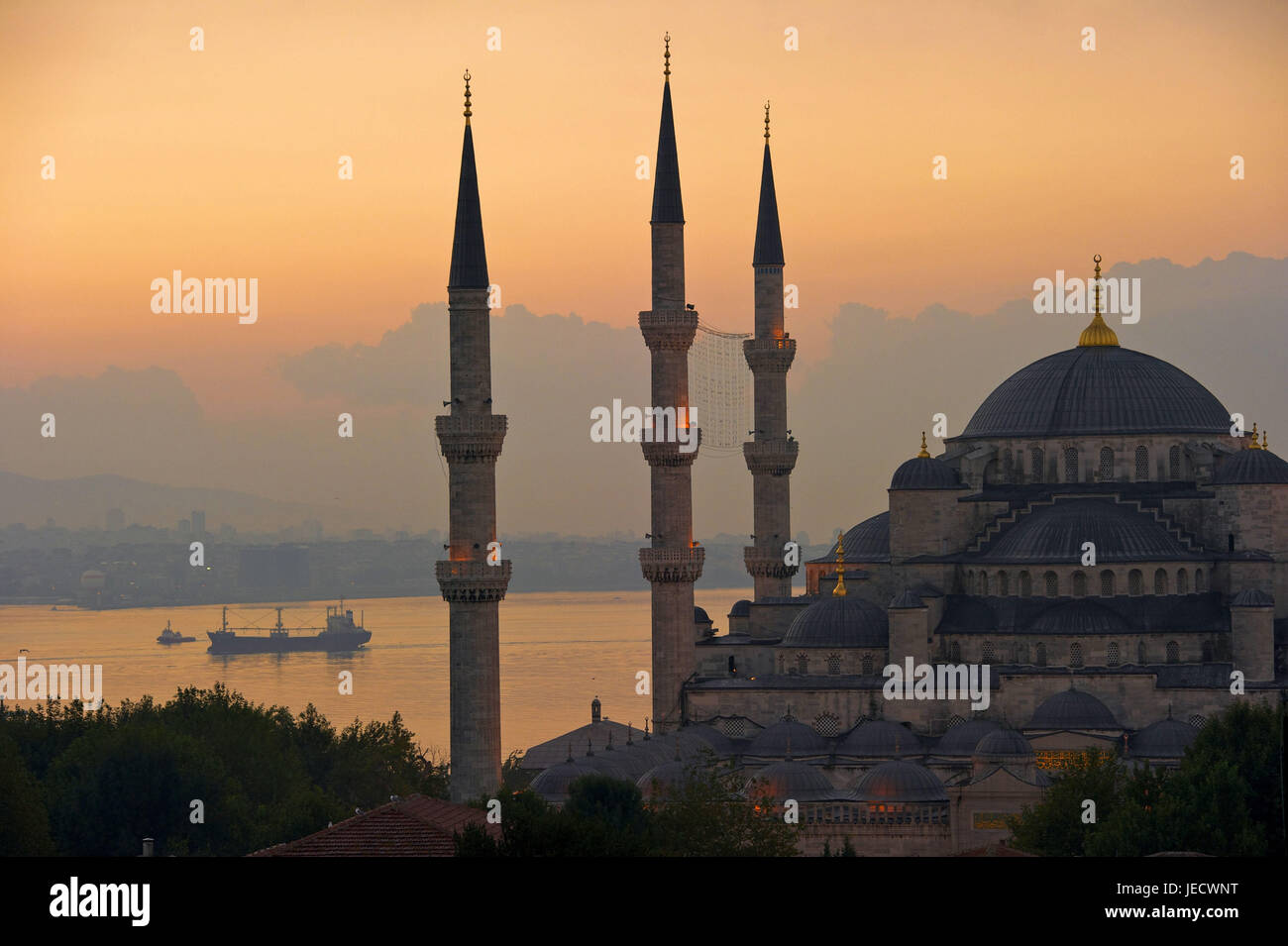 Türkei, Istanbul, sultan's Ahmed Moschee, blaue Moschee im Abendlicht, Stockfoto