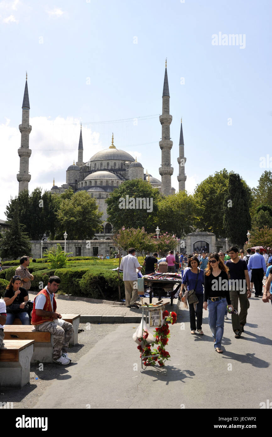 Türkei, Istanbul, sultan's Ahmed Moschee, blaue Moschee, Tourist im Vordergrund, Stockfoto