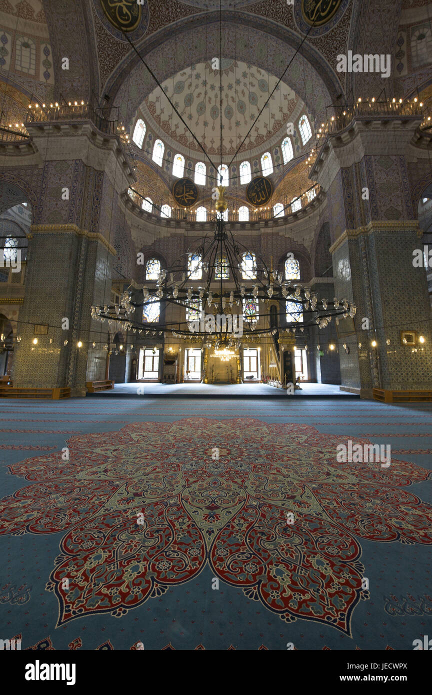 Türkei, Istanbul, Teil der Stadt von Eminou, neue Moschee, Innenarchitektur, Stockfoto