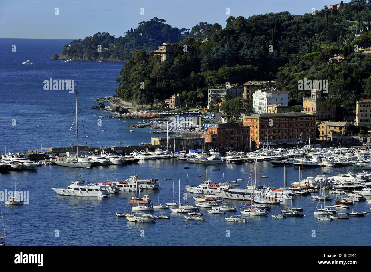 Italien, Ligurien, Riviera di Levante, Blick auf den Hafen von Santa Margherita Ligure, Stockfoto